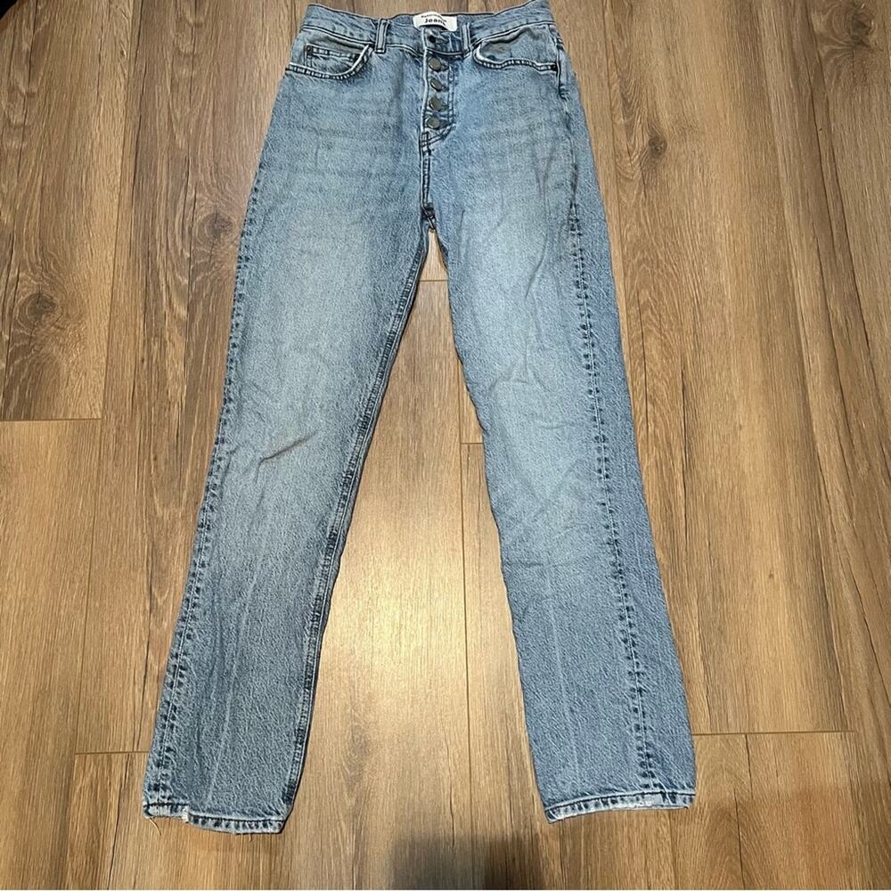 Reformation Jeans Straight Leg Button Fly Malta Wash Light Blue Denim Women’s